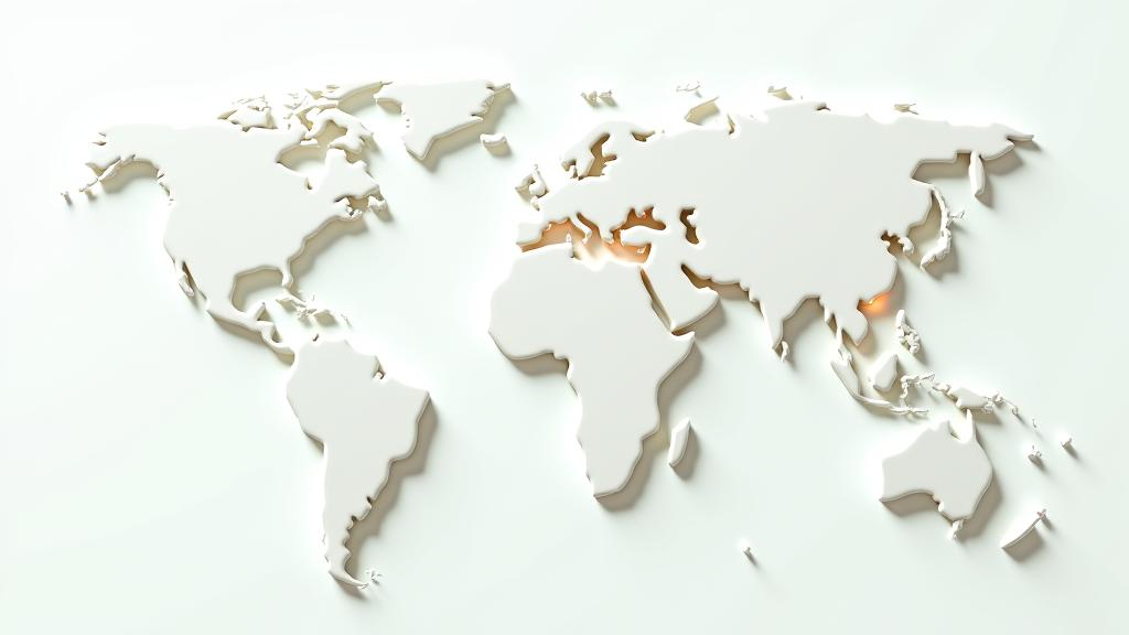 世界地図上でハイライトされた持続可能な調達ネットワークの拠点